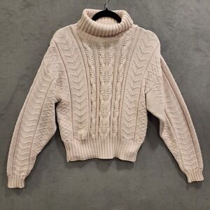 Vintage Liz Sport Cable Knit Sweater Women's Size‎ Medium Pink 100% Cotton